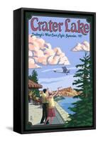 Lindbergh's West Coast Flight, Crater Lake, Oregon, c.1927-Lantern Press-Framed Stretched Canvas