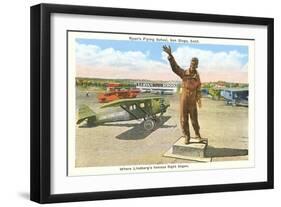 Lindbergh Statue, Ryan's Flight School, San Diego, California-null-Framed Art Print