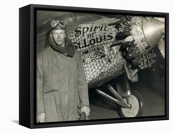 Lindbergh with His Airplane, 1928-Detlev Van Ravenswaay-Framed Stretched Canvas