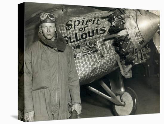 Lindbergh with His Airplane, 1928-Detlev Van Ravenswaay-Stretched Canvas