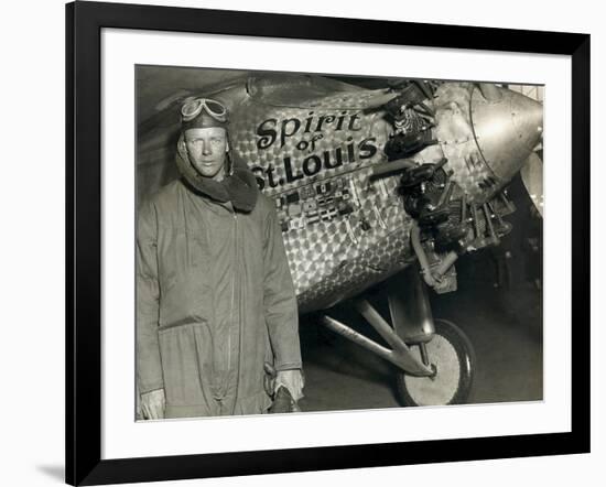 Lindbergh with His Airplane, 1928-Detlev Van Ravenswaay-Framed Photographic Print