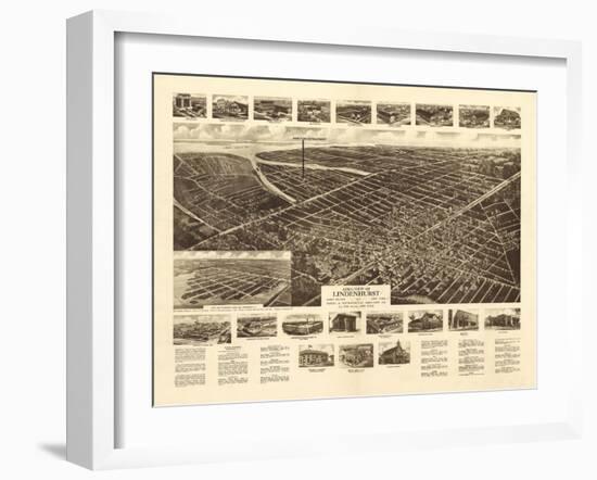 Lindenhurst, New York - Panoramic Map-Lantern Press-Framed Art Print