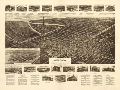 'Lindenhurst, New York - Panoramic Map' Print - Lantern Press 