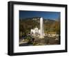 Linderhof Castle with Fountain in Pond and Alps Behind, Bavaria, Germany, Europe-Richard Nebesky-Framed Photographic Print