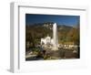 Linderhof Castle with Fountain in Pond and Alps Behind, Bavaria, Germany, Europe-Richard Nebesky-Framed Photographic Print