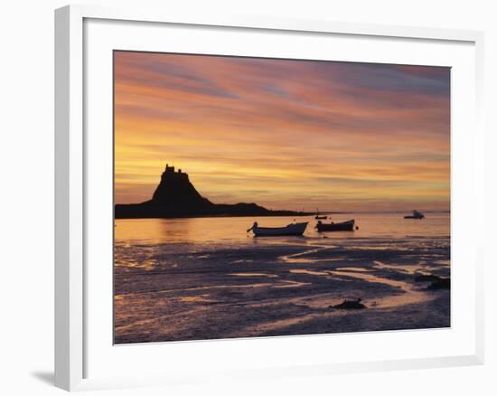 Lindisfarne at Sunrise, Holy Island, Northumberland, England, United Kingdom, Europe-Wogan David-Framed Photographic Print