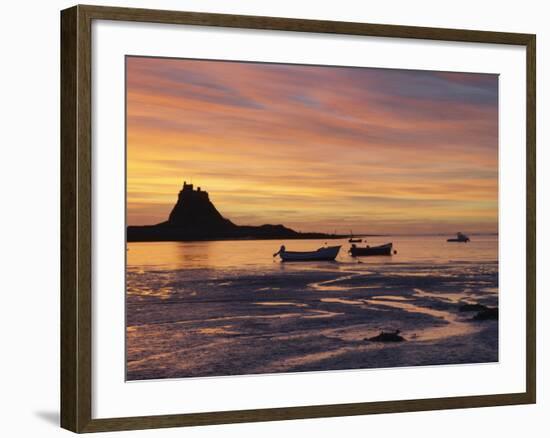 Lindisfarne at Sunrise, Holy Island, Northumberland, England, United Kingdom, Europe-Wogan David-Framed Photographic Print