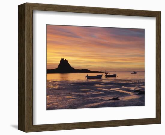 Lindisfarne at Sunrise, Holy Island, Northumberland, England, United Kingdom, Europe-Wogan David-Framed Photographic Print