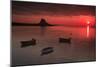 Lindisfarne Castle at Sunrise over Harbour-null-Mounted Photographic Print