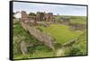 Lindisfarne Priory, Early Christian Site, and Village, Elevated View, Holy Island-Eleanor Scriven-Framed Stretched Canvas