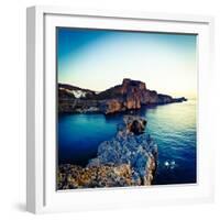 Lindos Acropolis and Harbour, Lindos, Rhodes, Greece-Doug Pearson-Framed Photographic Print