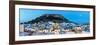 Lindos Acropolis and Rooftop Restaurants Illuminated at Dusk, Lindos, Rhodes, Greece-Doug Pearson-Framed Photographic Print