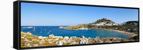 Lindos Acropolis and Village, Lindos, Rhodes, Greece-Doug Pearson-Framed Stretched Canvas