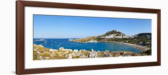 Lindos Acropolis and Village, Lindos, Rhodes, Greece-Doug Pearson-Framed Photographic Print