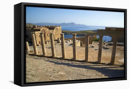Lindos Acropolis, Lindos, Rhodes, Dodecanese, Greek Islands, Greece, Europe-Tuul-Framed Stretched Canvas