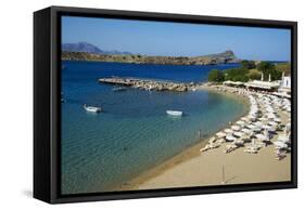 Lindos Beach, Lindos, Rhodes, Dodecanese, Greek Islands, Greece, Europe-Tuul-Framed Stretched Canvas