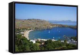 Lindos Beach, Lindos, Rhodes, Dodecanese, Greek Islands, Greece, Europe-Tuul-Framed Stretched Canvas