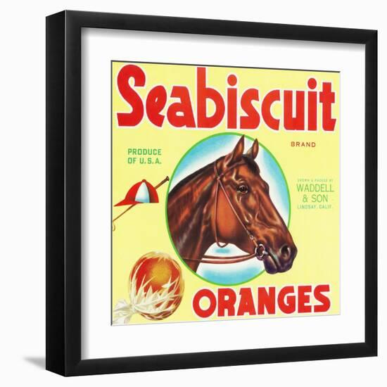 Lindsay, California, Seabiscuit Brand Citrus Label-Lantern Press-Framed Art Print