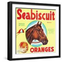 Lindsay, California, Seabiscuit Brand Citrus Label-Lantern Press-Framed Art Print