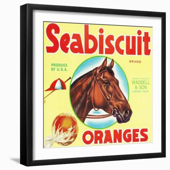 Lindsay, California, Seabiscuit Brand Citrus Label-Lantern Press-Framed Art Print