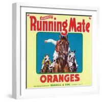 Lindsay, California, Seabiscuit Running Mate Brand Citrus Label-Lantern Press-Framed Art Print