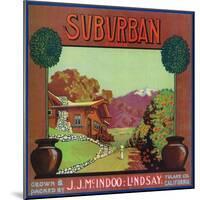 Lindsay, California, Suburban Brand Citrus Label-Lantern Press-Mounted Art Print
