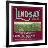 Lindsay Orange Label - Lindsay, CA-Lantern Press-Framed Art Print