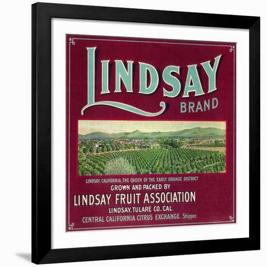 Lindsay Orange Label - Lindsay, CA-Lantern Press-Framed Art Print