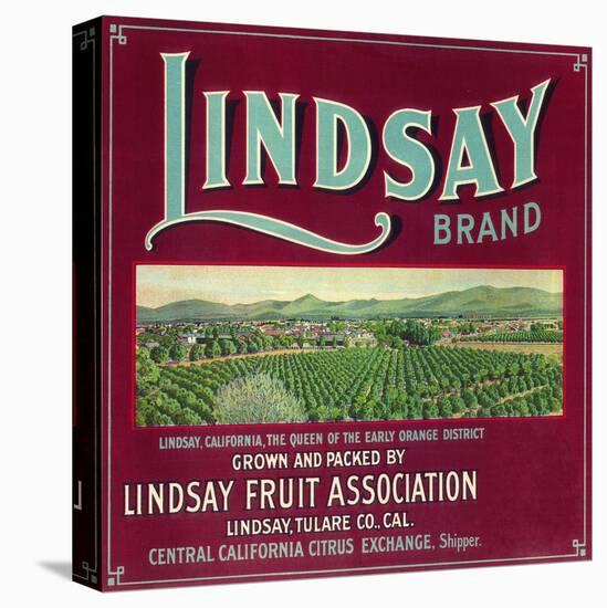 Lindsay Orange Label - Lindsay, CA-Lantern Press-Stretched Canvas