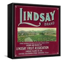 Lindsay Orange Label - Lindsay, CA-Lantern Press-Framed Stretched Canvas