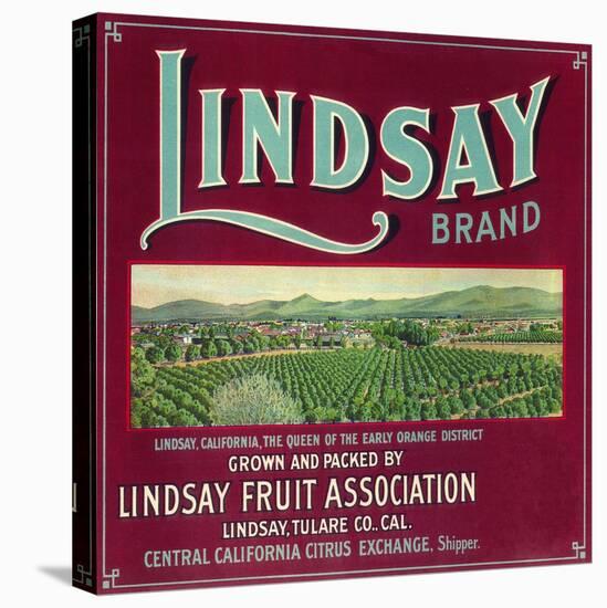 Lindsay Orange Label - Lindsay, CA-Lantern Press-Stretched Canvas