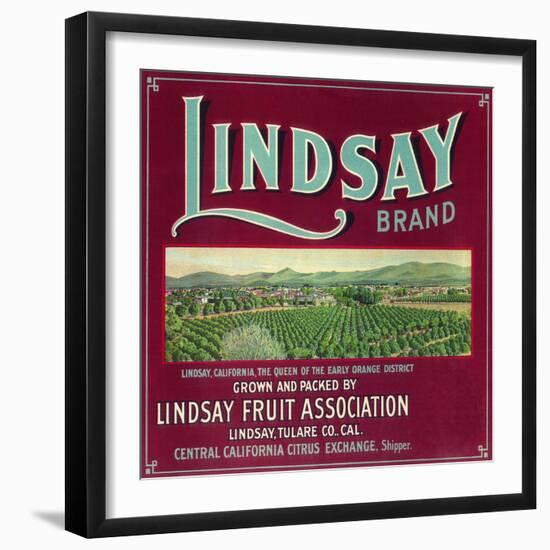 Lindsay Orange Label - Lindsay, CA-Lantern Press-Framed Art Print