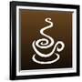 Line Art Coffee Isolated On Brown-CIDEPIX-Framed Art Print