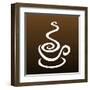 Line Art Coffee Isolated On Brown-CIDEPIX-Framed Art Print