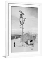 Line Crew at Work in Manzanar-Ansel Adams-Framed Art Print