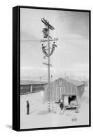 Line Crew at Work in Manzanar-Ansel Adams-Framed Stretched Canvas