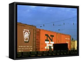 Line of Box Cars Dramatically Lit by Late Day Sunlight-Walker Evans-Framed Stretched Canvas