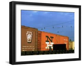 Line of Box Cars Dramatically Lit by Late Day Sunlight-Walker Evans-Framed Premium Photographic Print