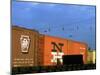 Line of Box Cars Dramatically Lit by Late Day Sunlight-Walker Evans-Mounted Premium Photographic Print