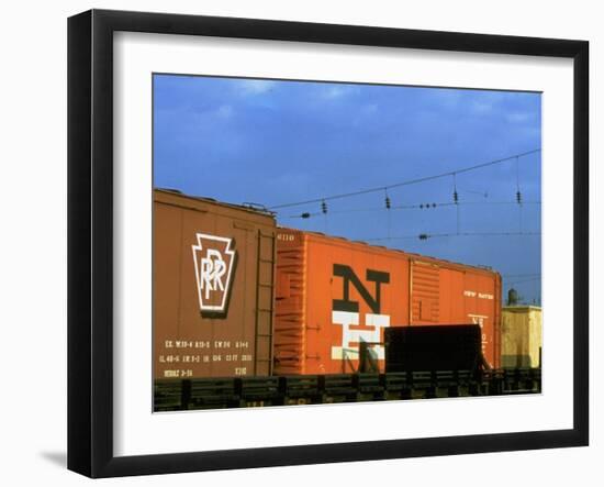 Line of Box Cars Dramatically Lit by Late Day Sunlight-Walker Evans-Framed Photographic Print