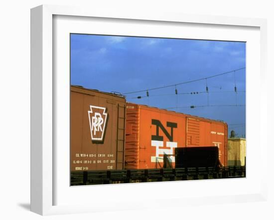 Line of Box Cars Dramatically Lit by Late Day Sunlight-Walker Evans-Framed Photographic Print