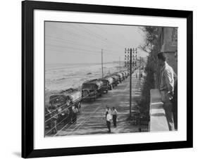 Line of Caltex Oil Trucks with Armed Escort on Road During Government Crisis-null-Framed Photographic Print