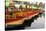 Line of Colourful Boats at the Floating Gardens in Xochimilco-John Woodworth-Stretched Canvas