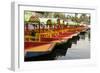 Line of Colourful Boats at the Floating Gardens in Xochimilco-John Woodworth-Framed Photographic Print