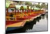 Line of Colourful Boats at the Floating Gardens in Xochimilco-John Woodworth-Mounted Photographic Print