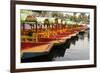 Line of Colourful Boats at the Floating Gardens in Xochimilco-John Woodworth-Framed Photographic Print