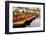 Line of Colourful Boats at the Floating Gardens in Xochimilco-John Woodworth-Framed Photographic Print