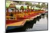 Line of Colourful Boats at the Floating Gardens in Xochimilco-John Woodworth-Mounted Photographic Print