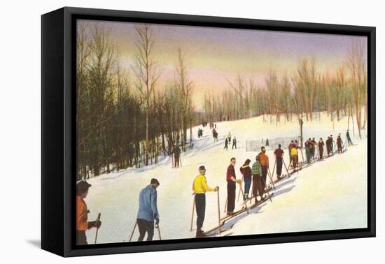 Line of Cross Country Skiers-null-Framed Stretched Canvas