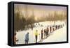 Line of Cross Country Skiers-null-Framed Stretched Canvas